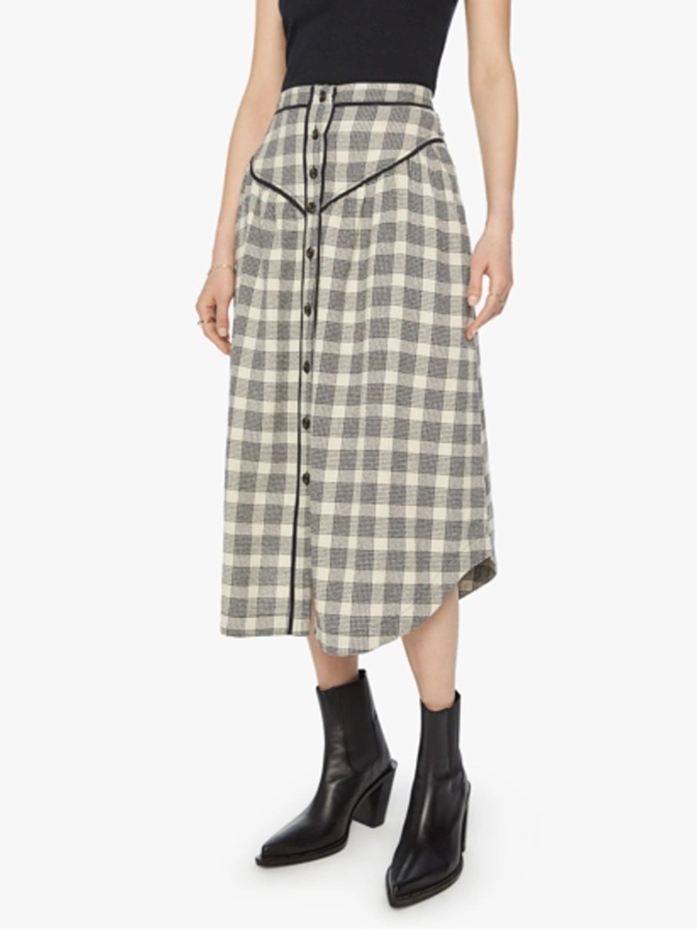 Mother The Out Skirts Check It Plaid In Black XS